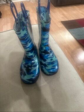 Blue Camo Kids Rain Boots